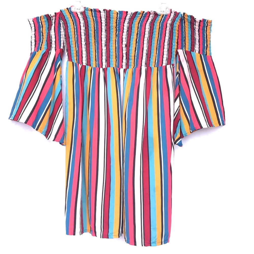 Guess Off The Shoulder Top Vertical Stripped Small